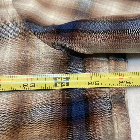 SINGER + SARGENT NWT Plaid Size XL Button Down Shirt Brown Suede Elbow Patches - Picture 5 of 11